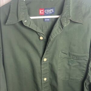 Chaps Men's Forest Green Button-Down Casual Shirt